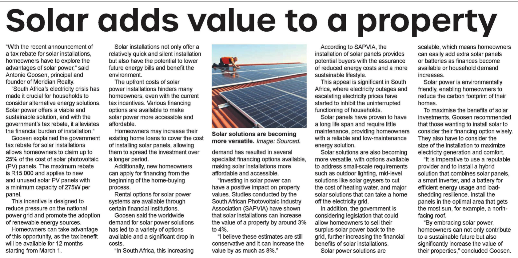solar adds value to a property